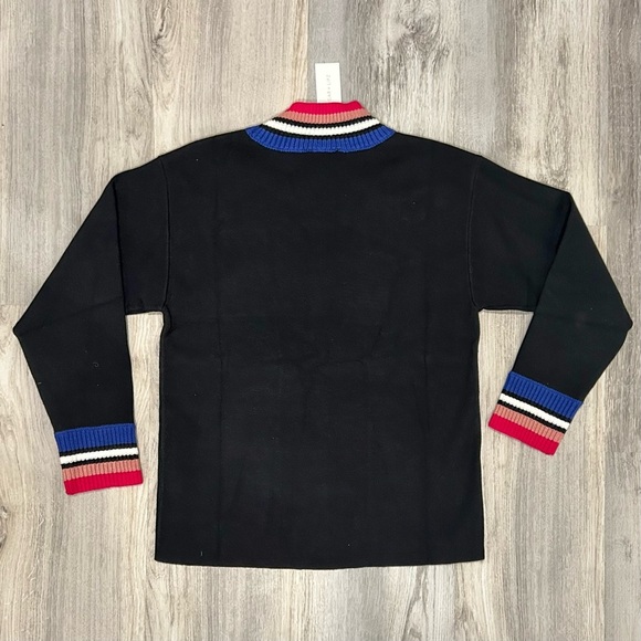 NWT Sugarlips Black Mock Neck Long Sleeve Sweater Color Stripe Accent Top Size S - Picture 7 of 7